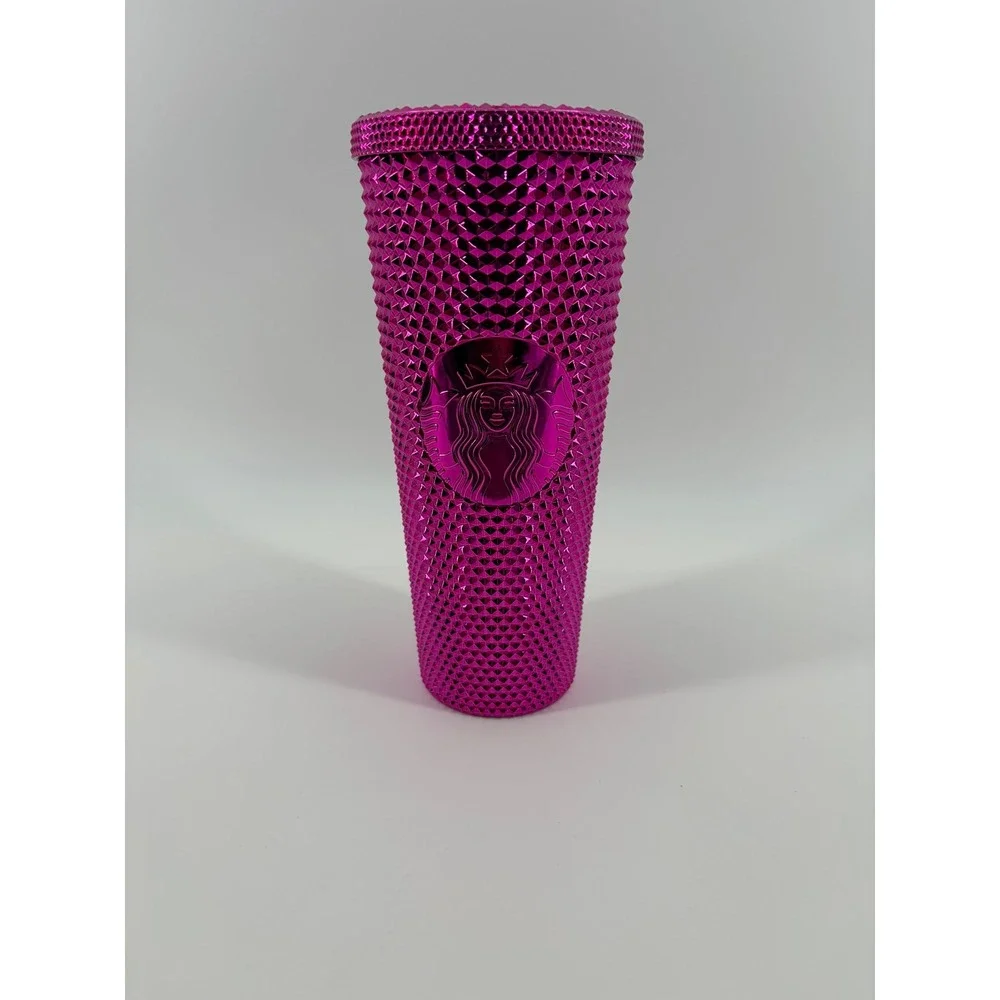 Starbucks Studded Tumbler Metallic‎ Magenta Pink 24oz Venti Cold Cup 2021